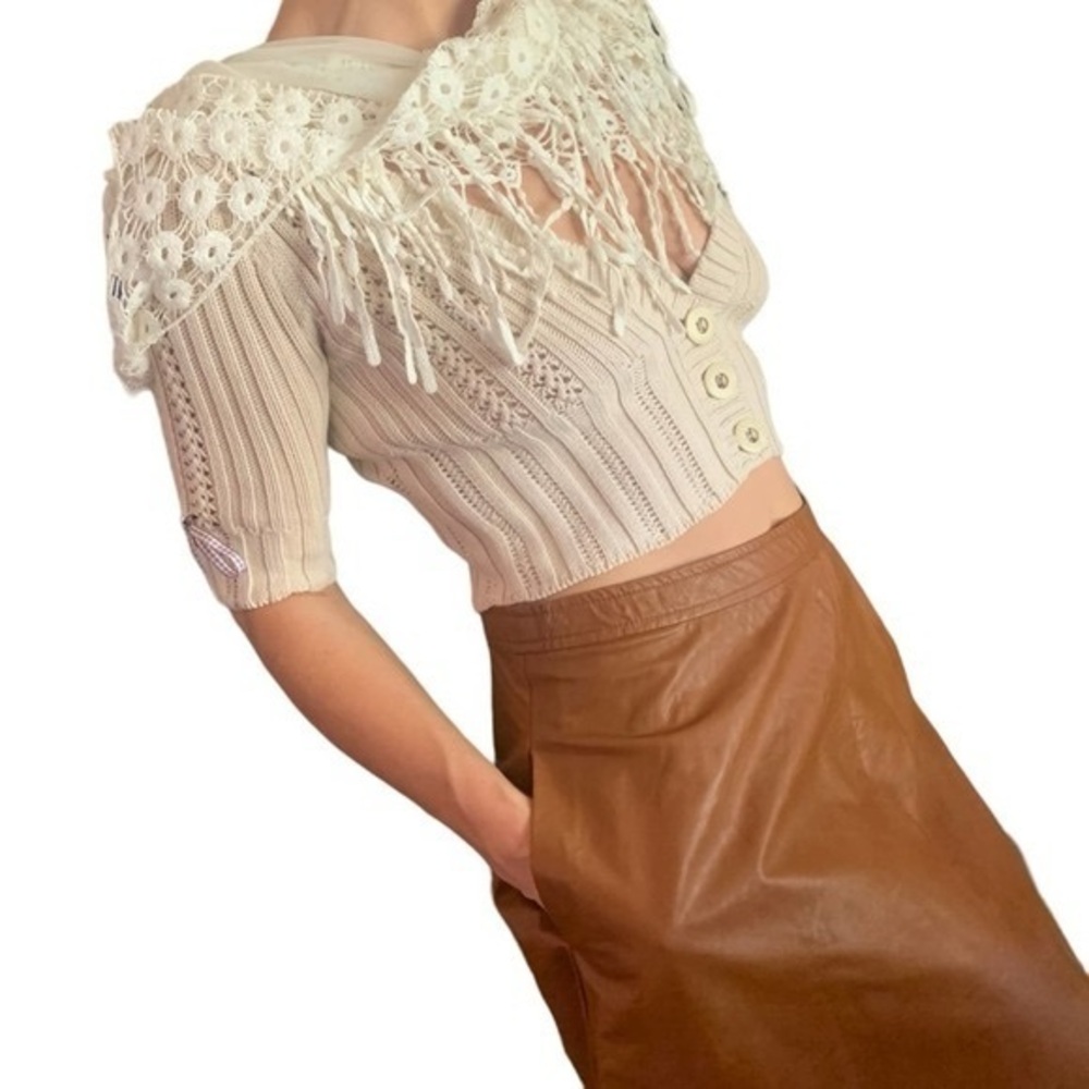 Tinley Road Women's Size M Medium Brown Faux Leather Skirt Pockets
